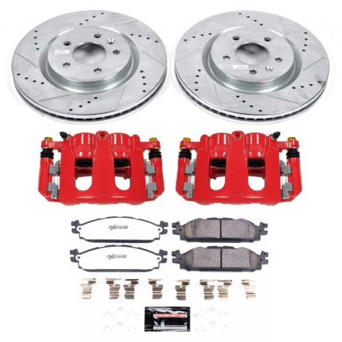2011-2012 Ford Explorer & 2011-2012 Lincoln MKT Heavy-Duty Truck & Tow Brake Upgrade Kit with Drilled & Slotted Rotors, Carbon-Fiber Ceramic Brake Pads, Powder Coated Calipers - Premium Replacement