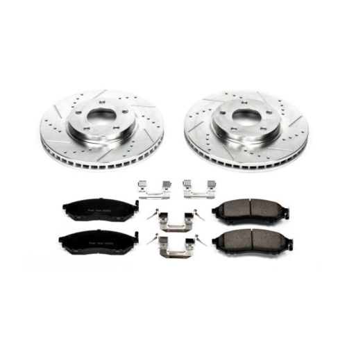 2002-2006 Infiniti Q45 & M45 Front Z23 Evolution Sport Brake Kit - Heavy-Duty Drilled & Slotted Rotors with Carbon-Fiber Ceramic Pads - Premium Replacement