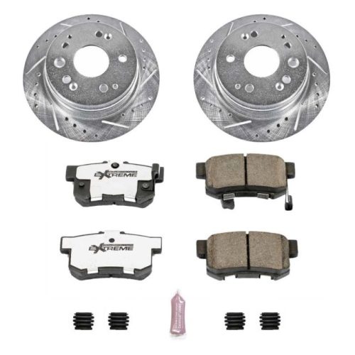 2001-2003 Acura CL Rear Z26 Street Warrior Brake Upgrade Kit - Heavy-Duty Drilled & Slotted Rotors with Carbon-Fiber Ceramic Pads for Performance and Towing - Premium Replacement