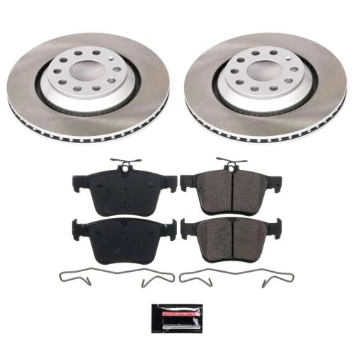 2015-2018 Volkswagen Golf R Rear Semi-Coated Rotor Brake Assembly with Ceramic Pads - Premium Replacement