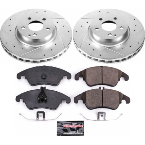 2013-2014 Mercedes-Benz C300 & 2008-2012 Mercedes-Benz C350 Front Z23 Evolution Sport Brake Kit - Heavy-Duty Drilled & Slotted Rotor Upgrade with Carbon-Fiber Ceramic Pads - Premium Replacement