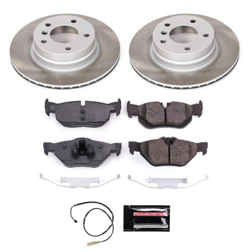 2011-2013 BMW 328i Rear Semi-Coated Rotor Brake Assembly with Ceramic Pads - Premium Replacement