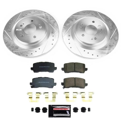 2021-2022 Honda Odyssey Rear Z23 Evolution Brake Kit with Drilled & Slotted Rotors and Carbon-Fiber Ceramic Pads - Premium Replacement