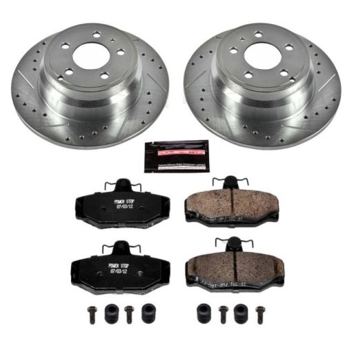 1997 Volvo 850 Rear Heavy-Duty Drilled and Slotted Brake Rotor with Carbon-Fiber Ceramic Pads - Premium Replacement