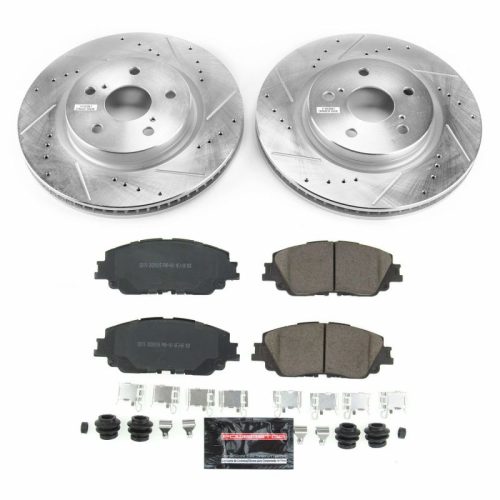 2018-2019 Toyota Camry Front Z23 Evolution Sport Brake Kit - Heavy-Duty Drilled and Slotted Rotor Upgrade with Carbon-Fiber Ceramic Pads for Towing & Daily Driving - Premium Replacement