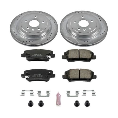 2014-2017 Cadillac CTS Rear Z23 Evolution Sport Brake Kit - Premium Heavy-Duty Drilled & Slotted Rotor and Carbon-Fiber Ceramic Brake Pads Upgrade