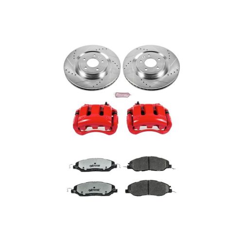 2011-2014 Ford Mustang Front Z26 Street Warrior Brake Upgrade Kit with Drilled & Slotted Rotors - Premium Heavy-Duty Replacement