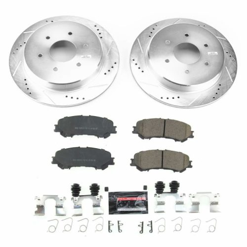 2017-2018 Nissan Titan Rear Z23 Evolution Sport Brake Upgrade Kit - Premium Heavy-Duty Drilled & Slotted Rotor Performance with Carbon-Fiber Ceramic Pads
