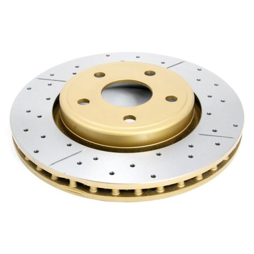 DBA X Gold Street Series Front Drilled & Slotted Rotor for Jeep Commander and Grand Cherokee 2005-2010 - Premium Replacement