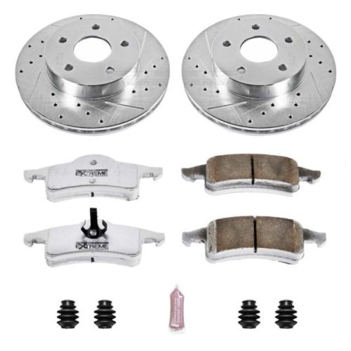 2000-2004 Jeep Grand Cherokee Rear Z26 Street Warrior Brake Kit - Heavy-Duty Drilled & Slotted Rotor and Carbon-Fiber Ceramic Brake Pads - Premium Replacement