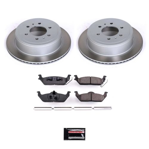 2004-2011 Ford F-150 Rear Semi-Coated Rotor Brake Assembly with Ceramic Pads - Premium Replacement