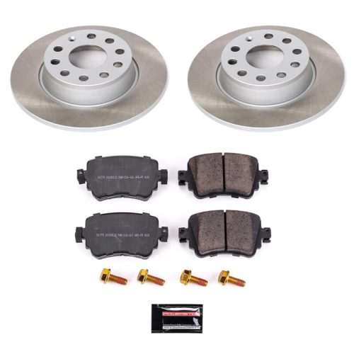 2015-2022 Volkswagen Passat and Golf Rear Semi-Coated Rotor Brake Assembly with Ceramic Pads - Premium Replacement