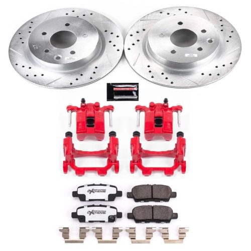 2013-2019 Nissan 370Z Rear Z26 Street Warrior Brake Upgrade Kit with Drilled & Slotted Rotors, Carbon-Fiber Ceramic Pads, Powder Coated Calipers - Premium Replacement