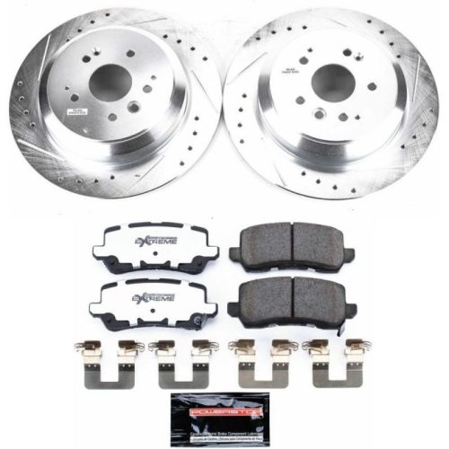 2017-2020 Acura MDX Rear Z26 Street Warrior Brake Upgrade Kit - Heavy-Duty Drilled & Slotted Rotors with Carbon-Fiber Ceramic Pads - Premium Replacement
