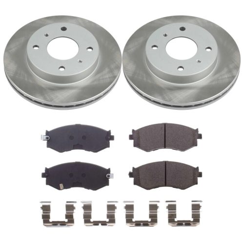 1989-1994 Nissan 240SX & 1991-1992 Infiniti G20 Front Semi-Coated Rotor & Ceramic Brake Pad Assembly - Premium Replacement