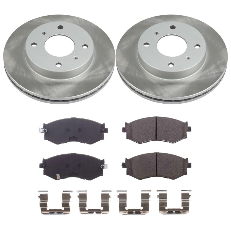 1989-1994 Nissan 240SX & 1991-1992 Infiniti G20 Front Semi-Coated Rotor & Ceramic Brake Pad Assembly - Premium Replacement