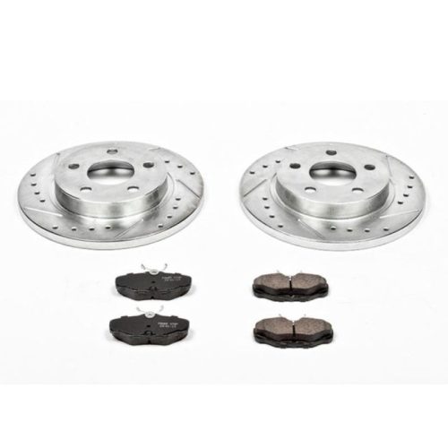 1995-2002 Lincoln Continental Rear Brake Rotor and Carbon-Fiber Ceramic Brake Pad Upgrade Kit - Heavy-Duty Drilled & Slotted Performance Replacement
