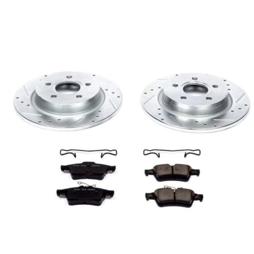 2004-2013 Volvo S40, 2007-2013 Volvo V50 & C30 Heavy-Duty Drilled & Slotted Brake Rotor and Carbon-Fiber Ceramic Brake Pad Upgrade Kit - Premium Replacement