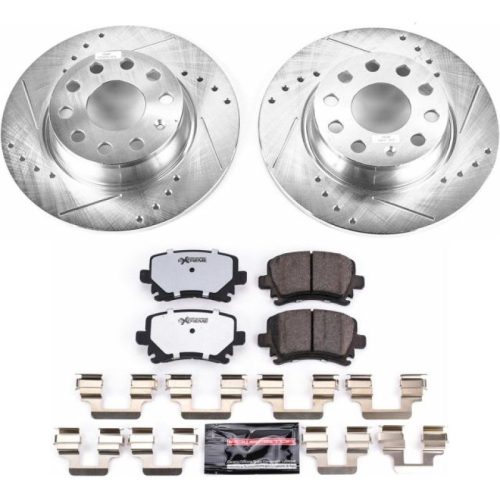 2010 Volkswagen Golf Rear Z26 Street Warrior Brake Upgrade Kit - Heavy-Duty Drilled & Slotted Rotors with Carbon-Fiber Ceramic Pads - Premium Replacement