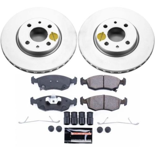 2012-2017 Fiat 500 Front PowerStop Z23 Evolution Sport Coated Brake Rotor and Pad Assembly - Heavy-Duty Replacement for European Vehicles