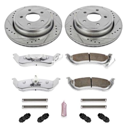 2003-2005 Ford Crown Victoria Rear Z26 Street Warrior Brake Upgrade Kit - Heavy Duty Drilled & Slotted Rotors with Carbon-Fiber Ceramic Pads - Premium Replacement