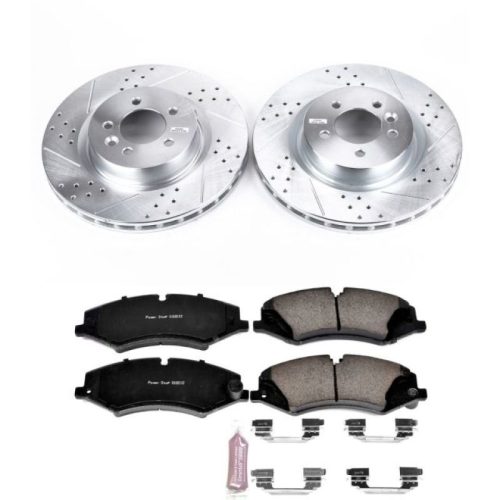 2014-2015 Land Rover Range Rover & Range Rover Sport Heavy-Duty Drilled & Slotted Brake Rotors with Carbon-Fiber Ceramic Pads - Premium Replacement