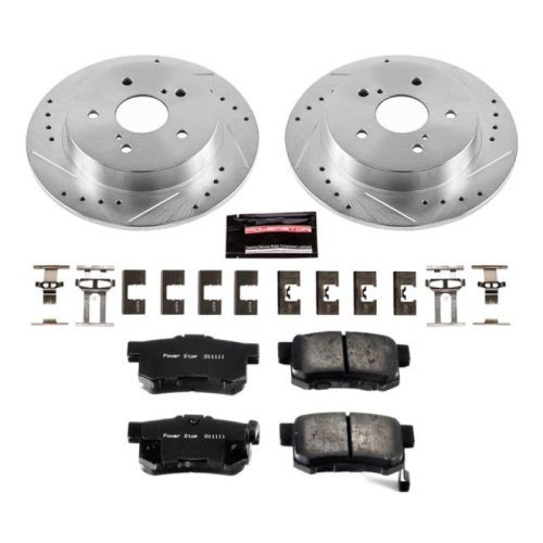 2007-2013 Suzuki SX4 Rear Brake Upgrade Kit with Drilled & Slotted Rotors and Carbon-Fiber Ceramic Pads - Premium Replacement