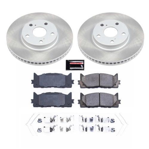 2012-2014 Toyota Camry, Avalon Front Semi-Coated Rotor Brake Assembly with Ceramic Pads - Premium Replacement
