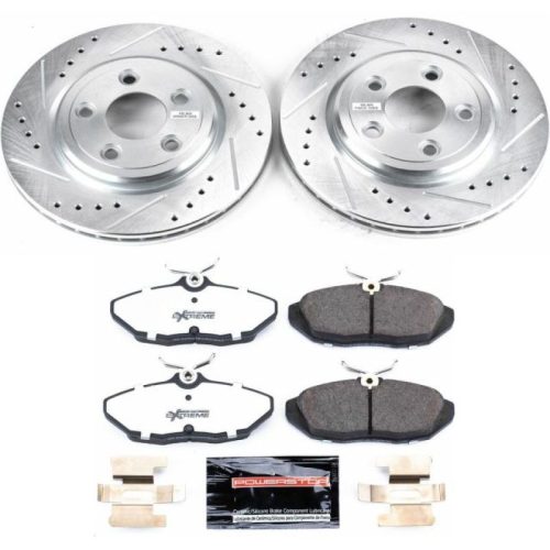 2000-2005 Ford Thunderbird & 2001-2004 Jaguar S-Type Heavy-Duty Drilled & Slotted Brake Rotors with Carbon-Fiber Ceramic Pads - Premium Replacement