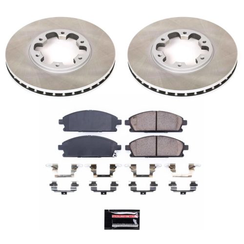 1996-1998 Nissan Pathfinder Front Semi-Coated Rotor Brake Assembly with Ceramic Pads - Premium Replacement