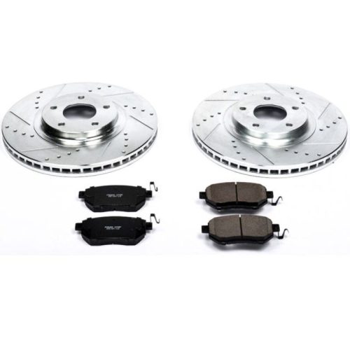 2004-2010 Nissan Murano & Infiniti FX35 Front Z23 Evolution Sport Brake Upgrade Kit - Heavy-Duty Drilled & Slotted Rotors with Carbon-Fiber Ceramic Pads - Premium Replacement