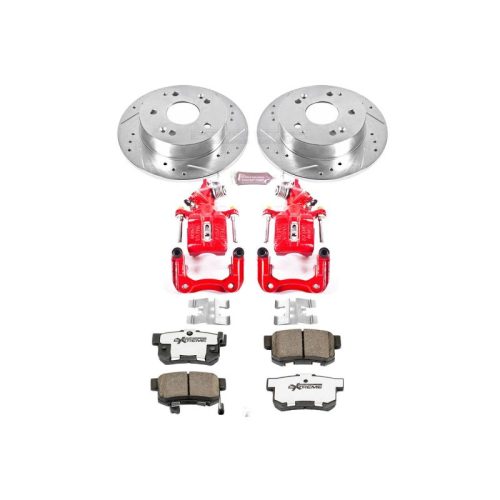 1998-2002 Honda Accord Rear Z26 Street Warrior Brake Upgrade Kit with Drilled & Slotted Rotors and Powder Coated Calipers - Premium Replacement