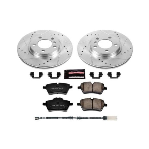 2011-2014 Mini Cooper Countryman Front Z23 Evolution Sport Brake Kit - Heavy-Duty Drilled & Slotted Rotors with Carbon-Fiber Ceramic Brake Pads - Premium Replacement