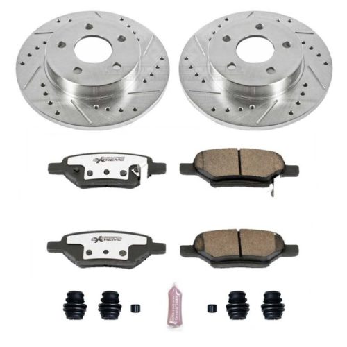 2006-2008 Chevrolet Malibu, 2006-2007 Pontiac G6 Front Z26 Street Warrior Brake Upgrade Kit - Heavy-Duty Drilled & Slotted Rotors with Carbon-Fiber Ceramic Pads - Premium Replacement