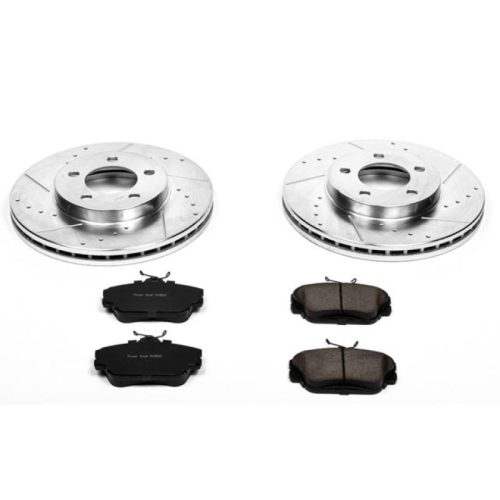 1995 Ford Taurus Front Brake Rotors and Carbon-Fiber Ceramic Pads - Heavy-Duty Drilled & Slotted Performance Upgrade - Premium Replacement