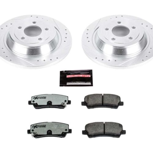 2015-2018 Ford Mustang Rear Z26 Street Warrior Brake Upgrade Kit - High-Performance Drilled & Slotted Rotors with Carbon-Fiber Ceramic Pads - Premium Replacement