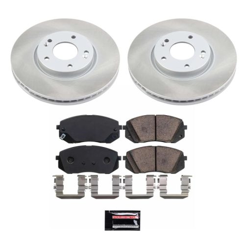 2017 Kia Optima Front Semi-Coated Rotor Brake Kit with Ceramic Pads - Premium Replacement