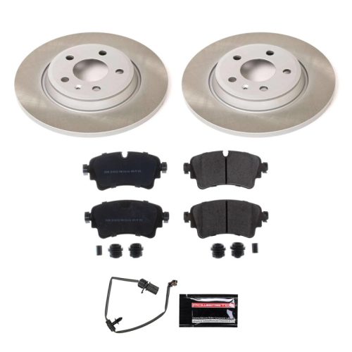 2017-2019 Audi A4 Rear Semi-Coated Rotor Brake Kit with Ceramic Pads and Hardware - Premium Replacement