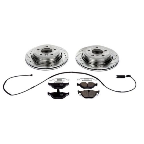 2001-2005 BMW 325xi Rear Z23 Evolution Sport Brake Replacement Kit - Premium Heavy-Duty Drilled & Slotted Rotor and Carbon-Fiber Ceramic Brake Pads