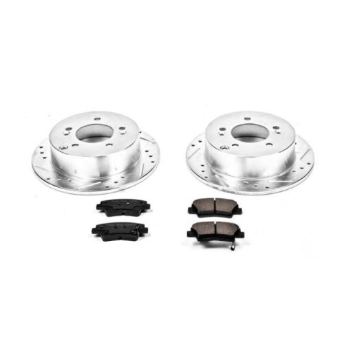 2008-2010 Hyundai Sonata Rear PowerStop Z23 Evolution Sport Brake Upgrade Kit - Drilled & Slotted Rotors with Carbon-Fiber Ceramic Pads for Heavy-Duty Performance