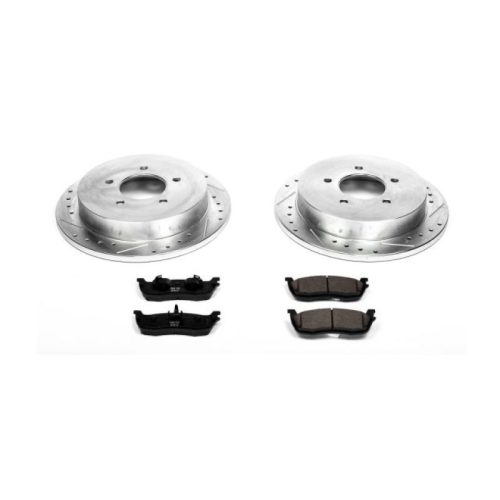 1997-2000 Ford Expedition & 1998-1999 Lincoln Navigator Rear Z23 Evolution Sport Brake Upgrade Kit - Premium Heavy-Duty Drilled & Slotted Rotors with Carbon-Fiber Ceramic Pads