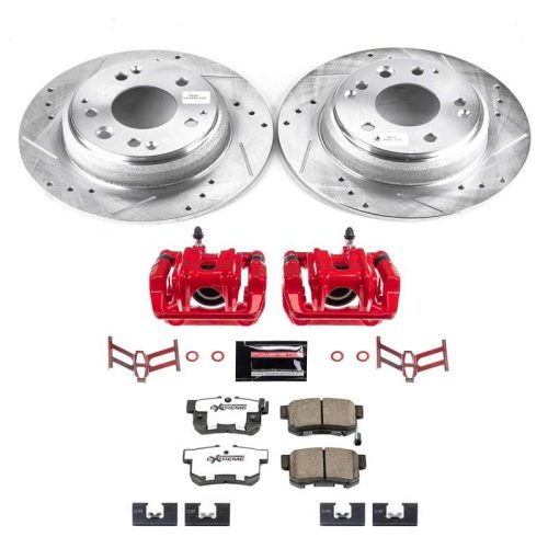1995-1998 Honda Odyssey & Acura RL Heavy-Duty Drilled & Slotted Brake Rotor and High-Performance Carbon-Fiber Ceramic Brake Pad Assembly - Premium Replacement