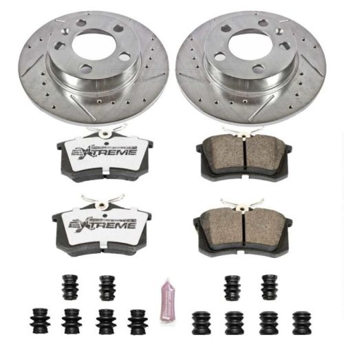 2000-2006 Audi TT Rear Z26 Street Warrior Brake Upgrade Kit - Heavy Duty Drilled & Slotted Rotors with Carbon-Fiber Ceramic Pads - Premium Replacement
