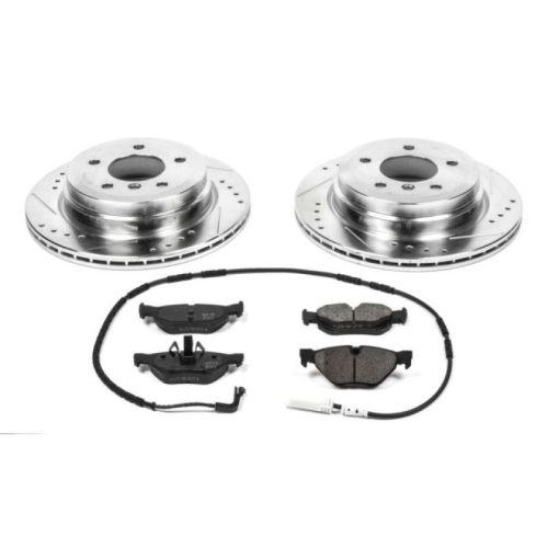 2006 BMW 325xi Rear Brake Rotor and Carbon-Fiber Ceramic Brake Pads Upgrade - Heavy-Duty Drilled & Slotted Performance Brake System by PowerStop K3001