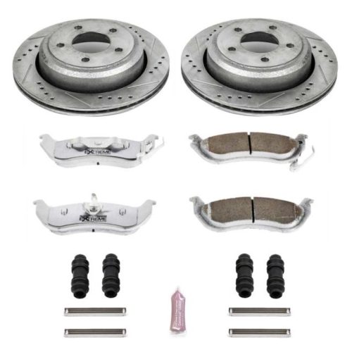 2010-2011 Ford Ranger Rear Z26 Street Warrior Brake Upgrade Kit - Heavy Duty Drilled and Slotted Rotor Performance with Carbon-Fiber Ceramic Pads - Premium Replacement