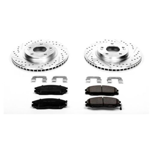 2003-2006 Hyundai Santa Fe Front Z23 Evolution Sport Brake Upgrade Kit - Heavy-Duty Drilled & Slotted Rotors with Carbon-Fiber Ceramic Pads - Premium Replacement