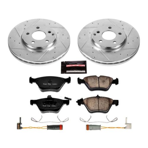 2004-2009 Mercedes-Benz E320 & E350 Front Z23 Evolution Sport Brake Upgrade Kit - Heavy-Duty Drilled and Slotted Rotors with Carbon-Fiber Ceramic Pads - Premium Replacement