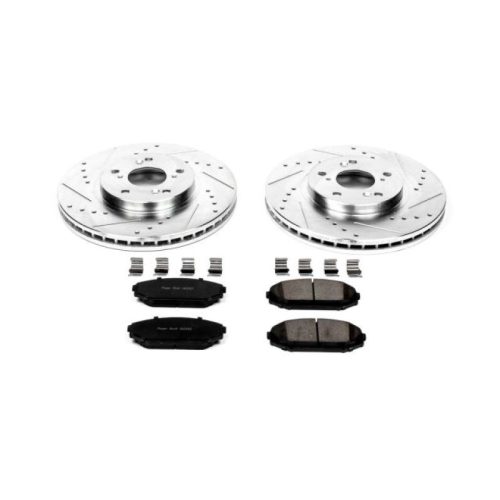 2001-2002 Acura MDX & 1999-2000 Honda Odyssey Front Z23 Evolution Sport Brake Upgrade Kit - Premium Heavy-Duty Drilled and Slotted Rotors with Carbon-Fiber Ceramic Pads