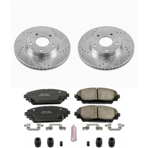 2014-2016 Mazda 3 Front Z23 Evolution Sport Brake Upgrade Kit with Drilled & Slotted Rotors - Premium Replacement