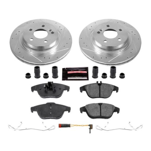 2010-2013 Mercedes-Benz E350, 2009-2012 Mercedes-Benz C250 & C350 Heavy Duty Drilled & Slotted Brake Rotor and Carbon-Fiber Ceramic Brake Pad Assembly - Premium Replacement